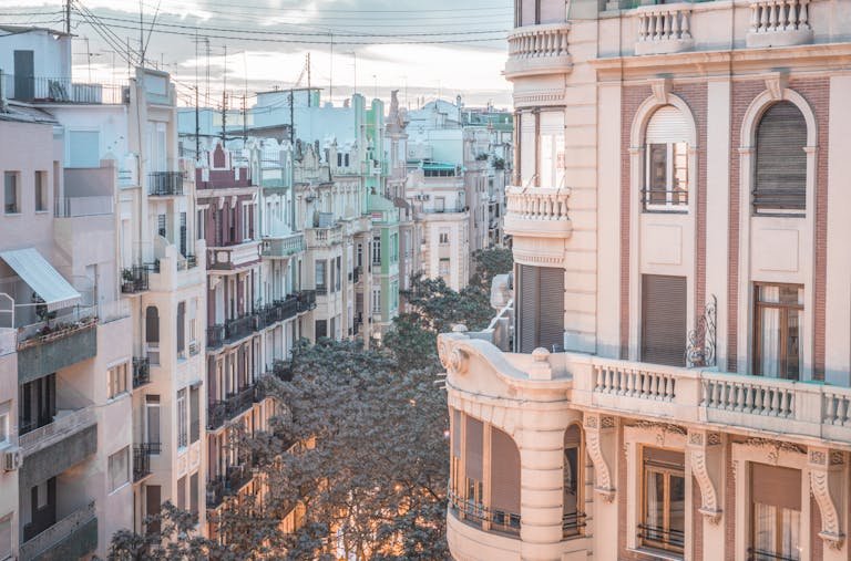 Beautiful view of traditional buildings in Valencia, Spain reflecting urban charm.